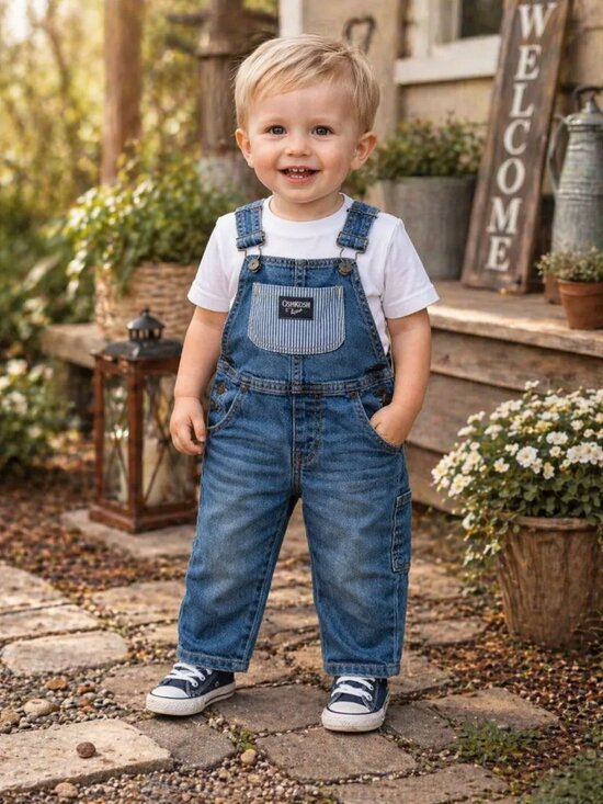 OshKosh B'gosh Other - NWT OshKosh B’gosh Toddler Boy Overalls 2T Denim Striped Bib Blue